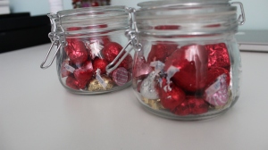 Jars with chocolate in them 